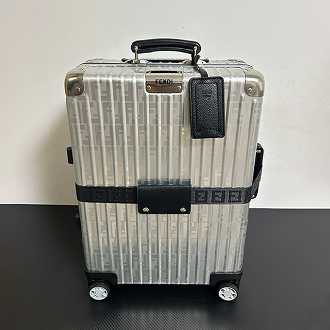rimowa fendi joint‑edition aluminum ff monogram cabin suitcase